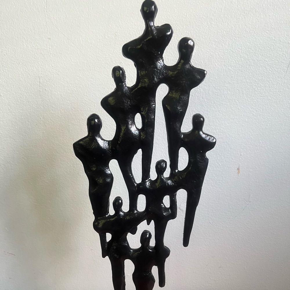 Modernist Black Iron Statue Art Form Minimalist Artwork Figural Home Decor New